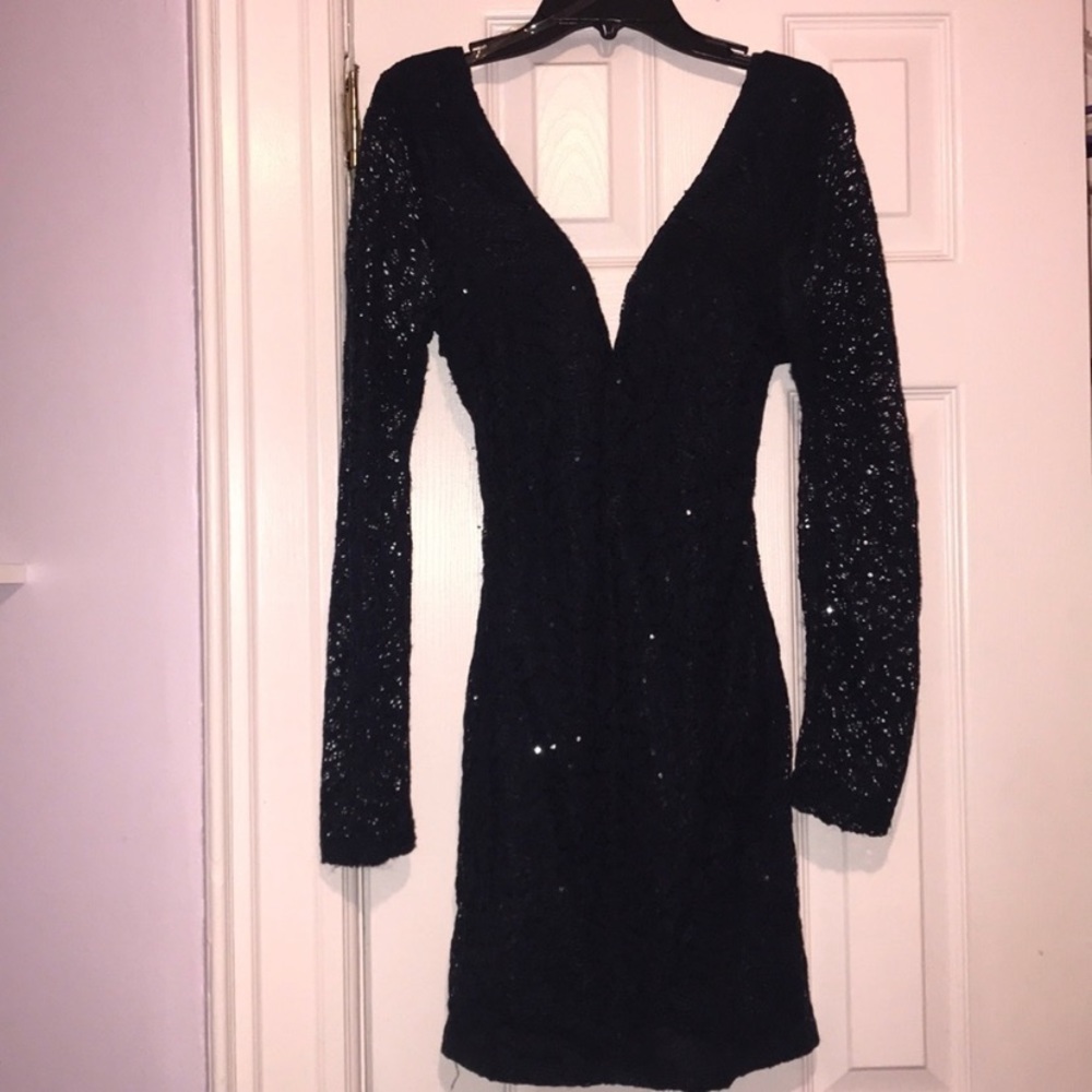 - Trac/ Navy Blue Sequined Dress